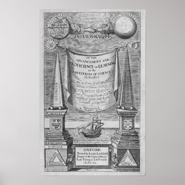 'Of the advancement and proficience of learning' Poster (Front)