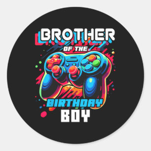 Of The Birthday Boy Matching Family Video Game Par Classic Round Sticker