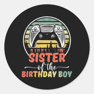Of The Birthday Boy Video Gamer Matching Family 1 Classic Round Sticker