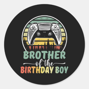 Of The Birthday Boy Video Gamer Matching Family  Classic Round Sticker