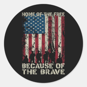 Of The Free Because Of The Brave Distress American Classic Round Sticker