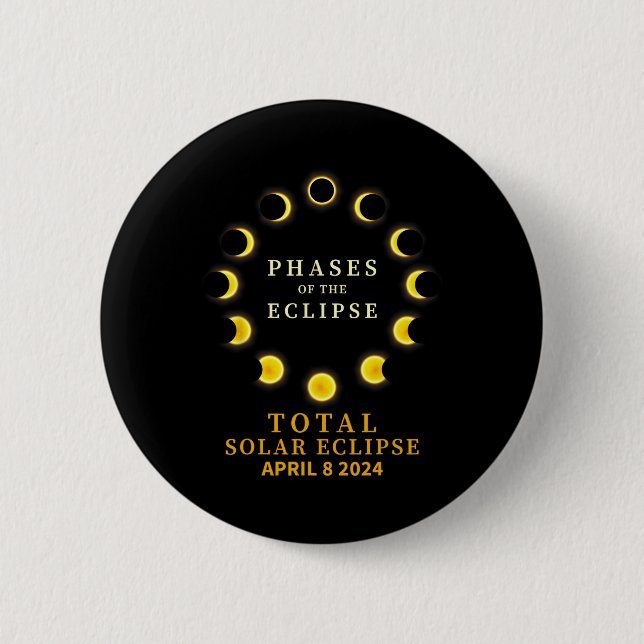 Of Total Solar Eclipse April 8  6 Cm Round Badge (Front)