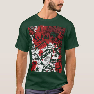 of Vintage Horror Movies Collage Black and White B T-Shirt