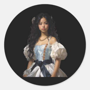 Of Young Beautiful Woman In Costume Sticker