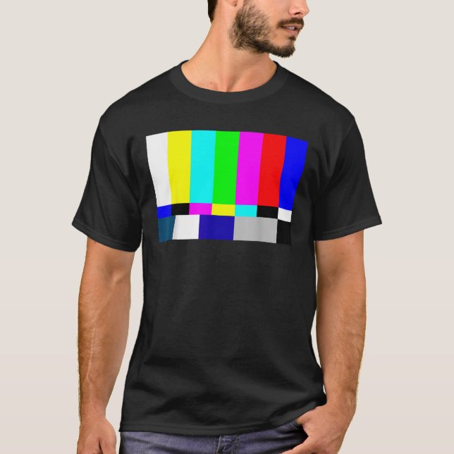 Off Air Tv Colour Bars Unisex Adult Black Small Cl T-Shirt (Front)