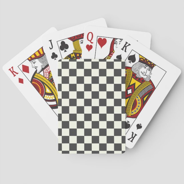 Off Black and Off White Chequerboard Playing Cards (Back)