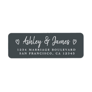 Off Black Heart Script Couple Return Address 