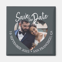 Off-Black Photo Modern Script Save the Date