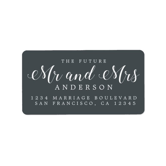 Off-Black Script Future Mr Mrs Return Address Label (Front)