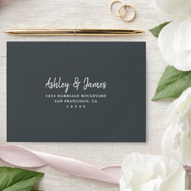 Off-Black Self-Addressed RSVP Envelope (Wedding)