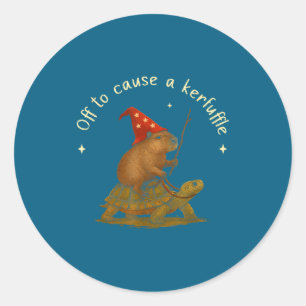 Off Cause Kerfuffle Whimsical Capybara Classic Round Sticker
