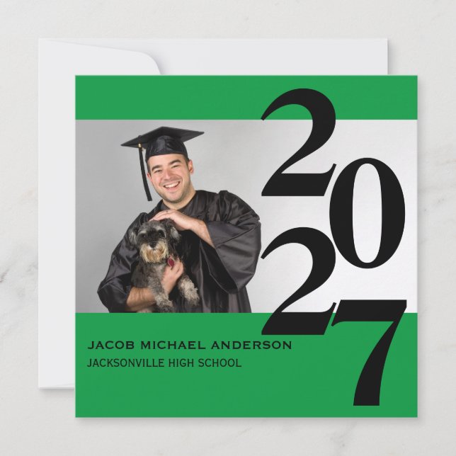 Off Centre Large Numbers - Graduation Announcement (Front)