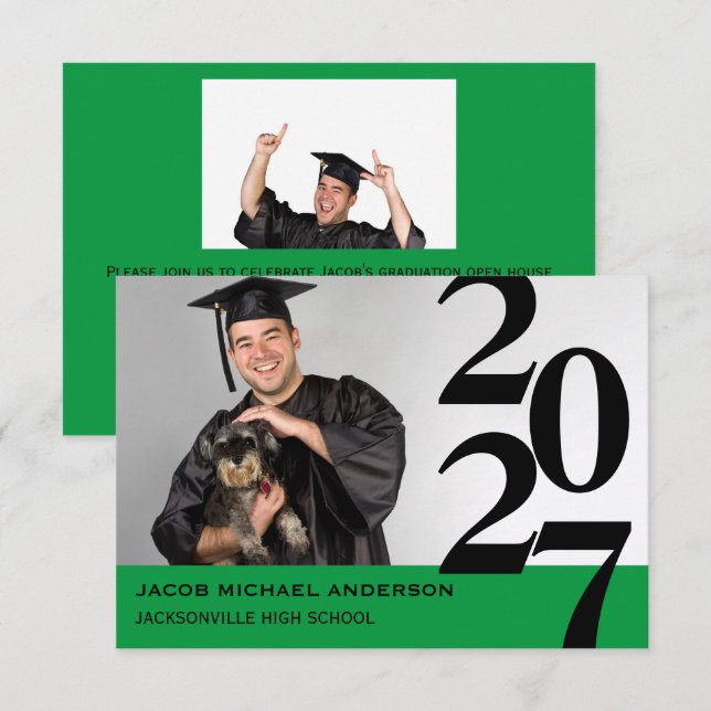 Off Centre Numbers - 3x5 Graduation Announcement (Front/Back)