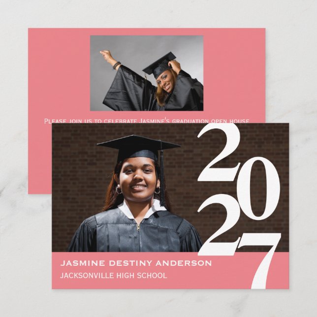 Off Centre Numbers - 3x5 Graduation Announcement (Front/Back)