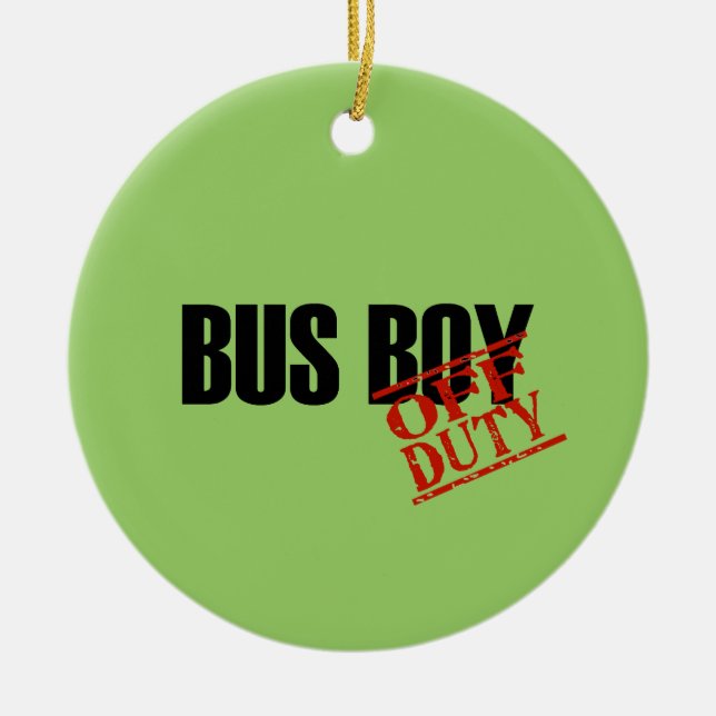 OFF DUTY Bus Boy Ceramic Tree Decoration (Front)
