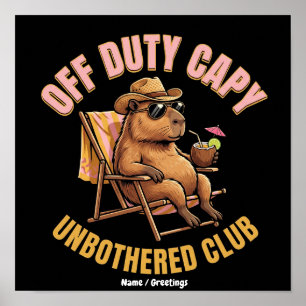 Off Duty Capybara Unbothered Club Retro Beach Art Poster