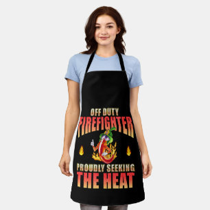 Off Duty Firefighter Chilli Proudly Seeking Heat Apron