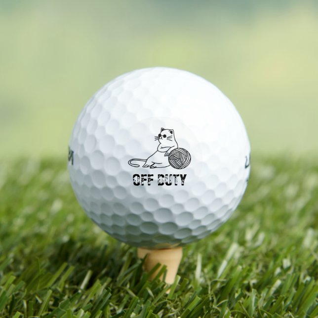 Off Duty Lazy Cat - Cute and Funny Bored Cat Golf Balls (Insitu Tee)