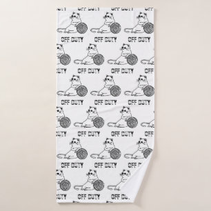 Off Duty Lazy Cat - Cute and Funny Bored Cat Two-T Bath Towel