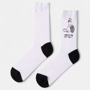 Off Duty Lazy Cat - Cute and Funny Bored Cat Two-T Socks