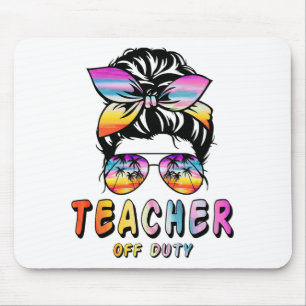 Off Duty Messy Bun Rainbow Sungles End Of School  Mouse Pad