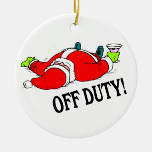 Off Duty Santa Drunk Ceramic Tree Decoration
