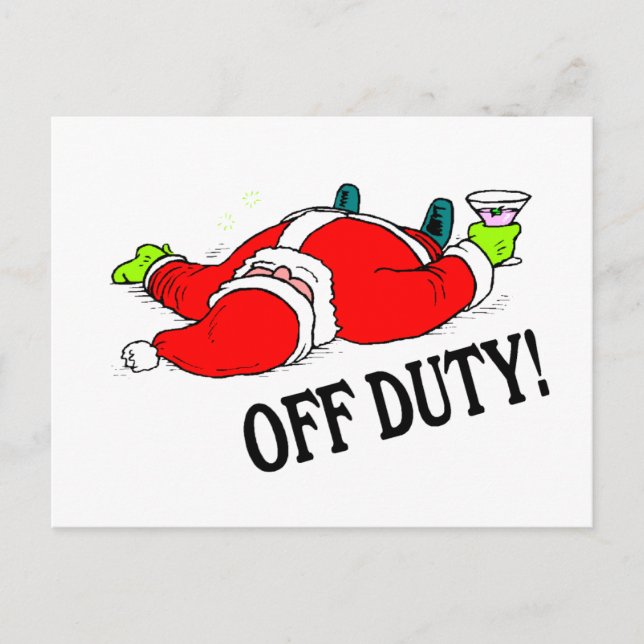 Off Duty Santa (Drunk) Holiday Postcard (Front)