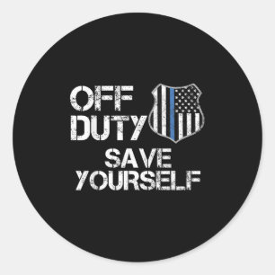 Off Duty Save Yourself Funny Lice Blue Line Gift Classic Round Sticker