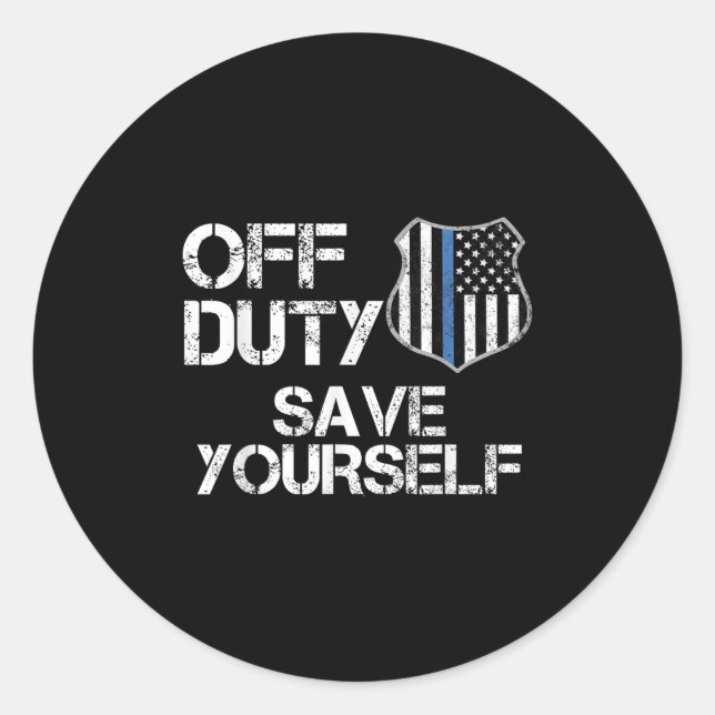 Off Duty Save Yourself Funny Lice Blue Line Gift  Classic Round Sticker (Front)