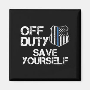 Off Duty Save Yourself Funny Lice Blue Line Gift  Magnet
