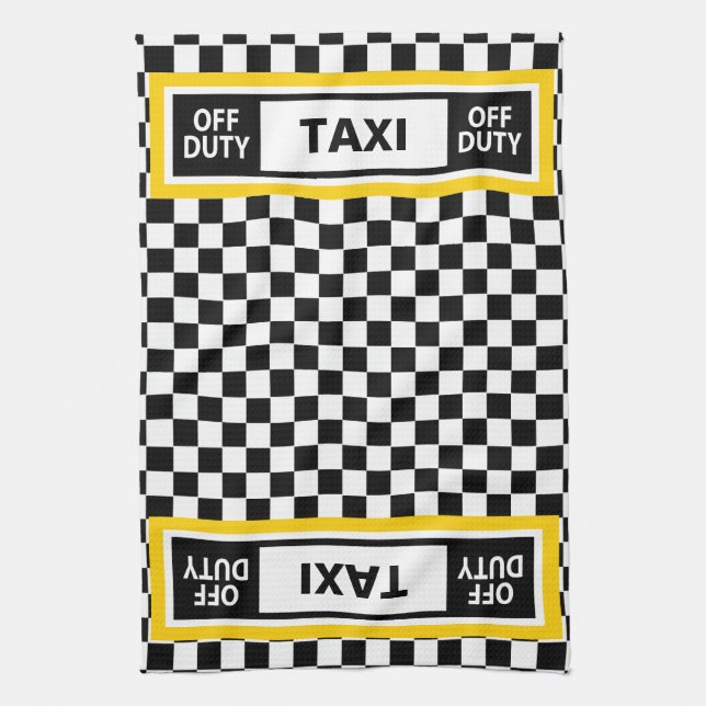 Off Duty Taxi Driver New York Yellow Cab Tea Towel (Vertical)