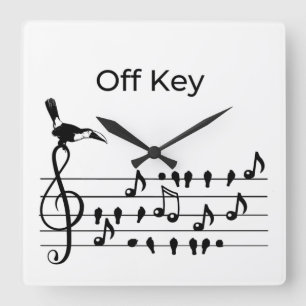 Off Key Toucan Bird Music Pun Funny Musician Gift Square Wall Clock