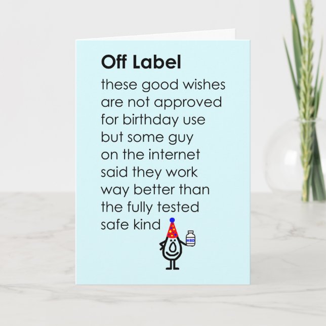 Off Label A Funny Happy Birthday Poem Card (Front)