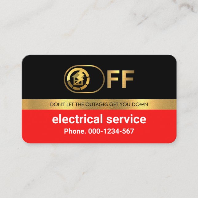 OFF-ON Electrical Switch Gold Line Business Card (Front)