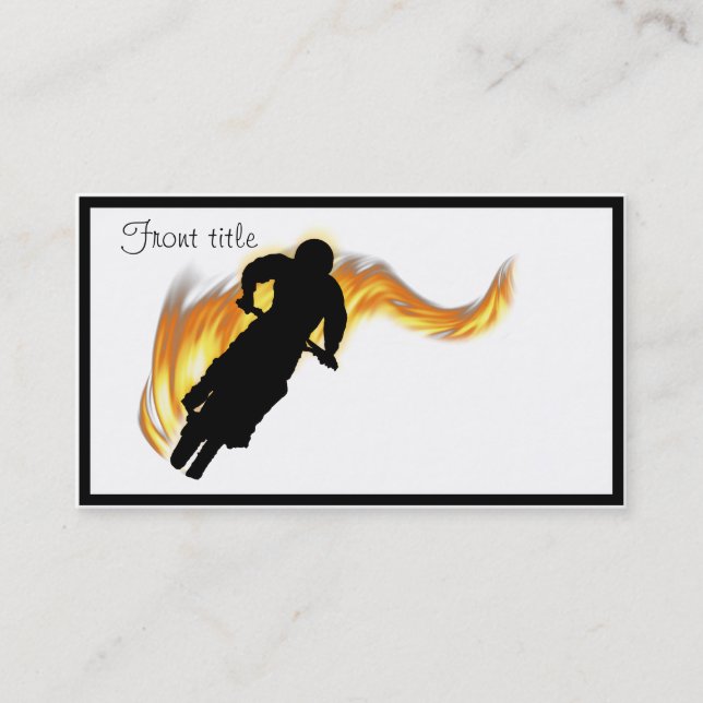 Off Road Dirt Bike with Flames Business Card (Front)
