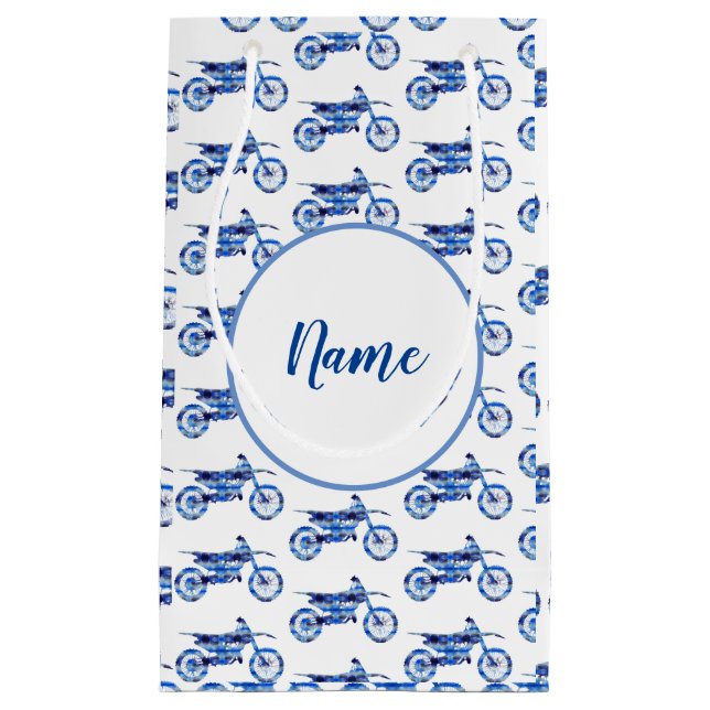 Off  road motocroos motorbike Personalised Small Gift Bag (Front)