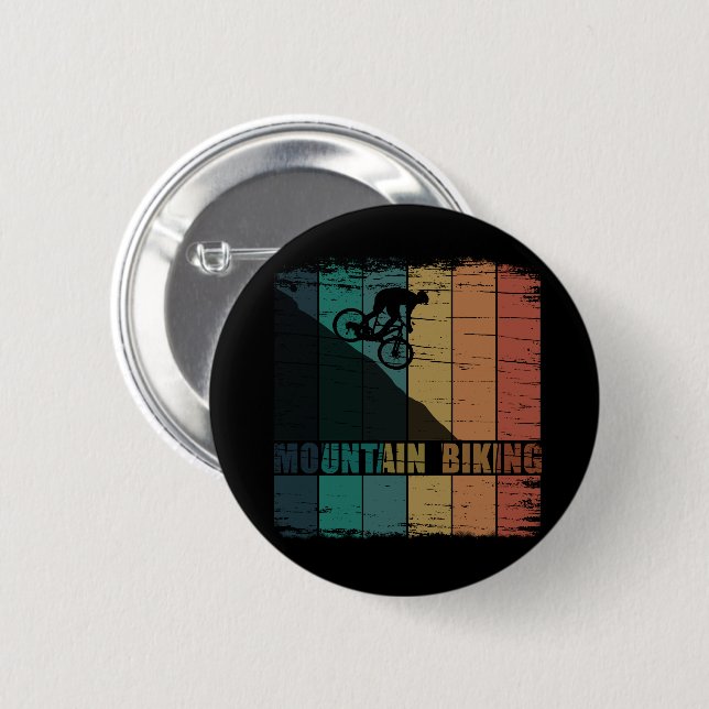 off road mountain biking 6 cm round badge (Front & Back)