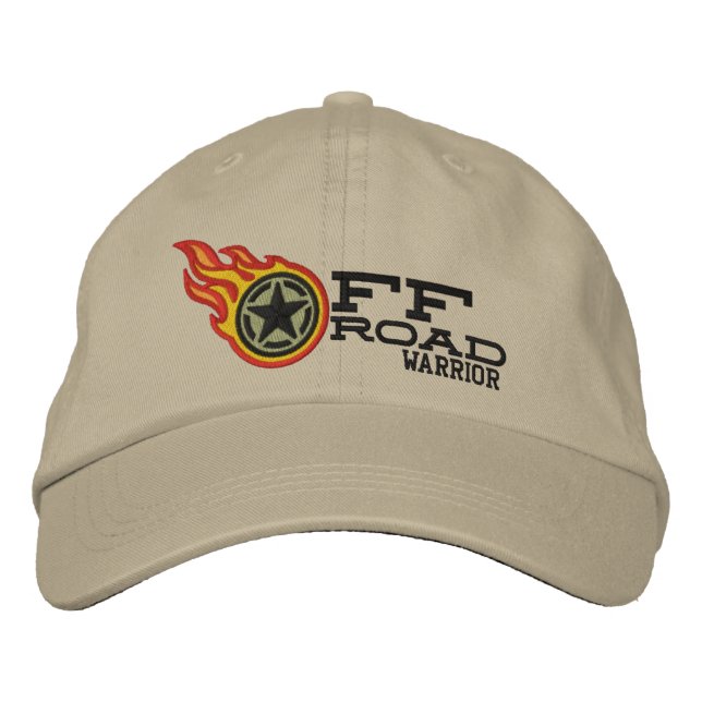 Off Road Racing Flames Bullet Embroidered Hat (Front)