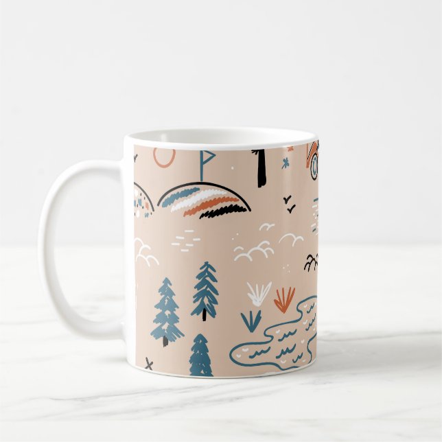 Off-road racing, vintage seamless. coffee mug (Left)