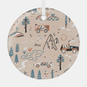 Off-road racing, vintage seamless. glass tree decoration