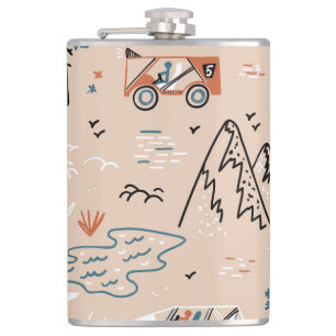 Off-road racing, vintage seamless. hip flask