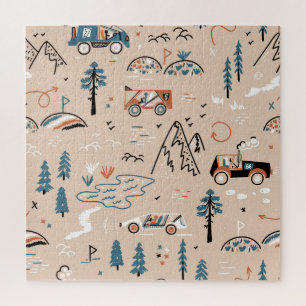 Off-road racing, vintage seamless. jigsaw puzzle