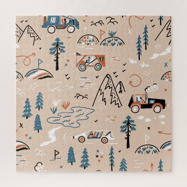 Off-road racing, vintage seamless. jigsaw puzzle (Vertical)