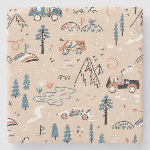 Off-road racing, vintage seamless. stone coaster