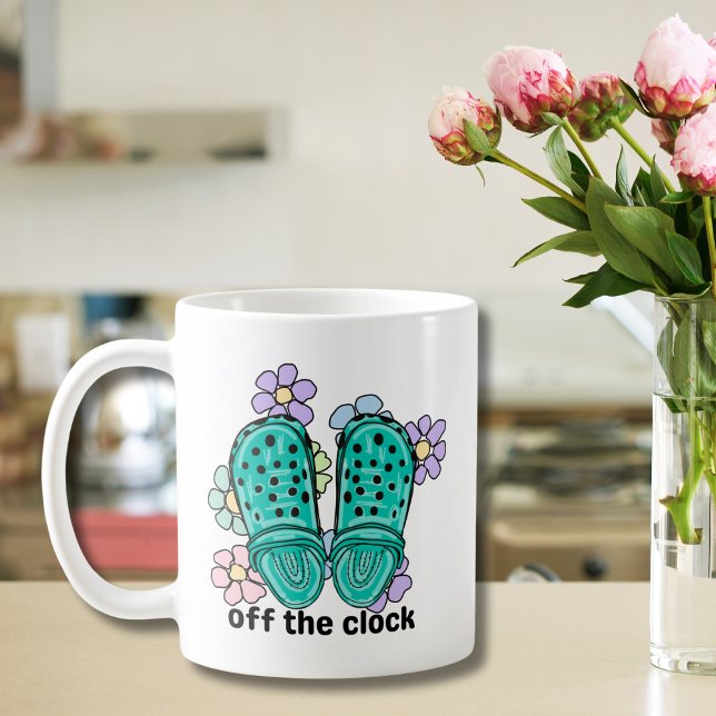 Off the Clock Rubber Clogs and Flowers  Coffee Mug (Creator Uploaded)