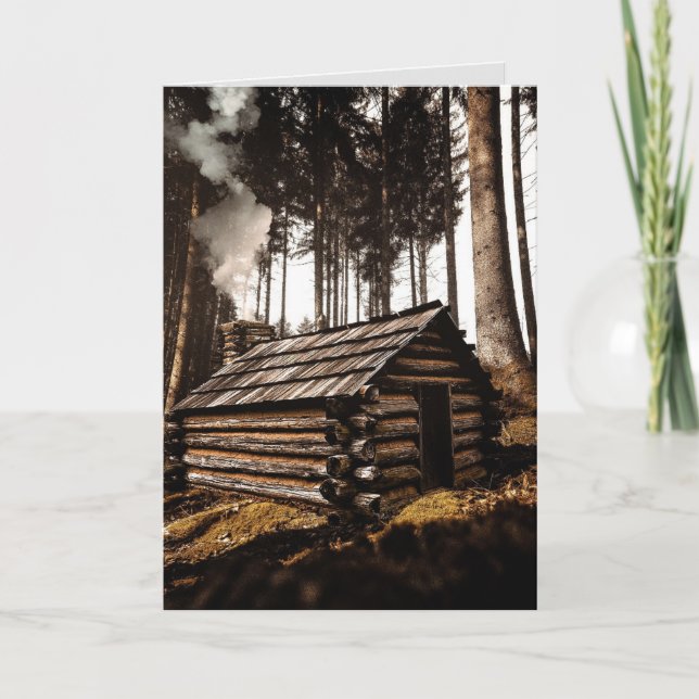 OFF THE GRID FUNNY LOG CABIN BIRTHDAY CARD (Front)