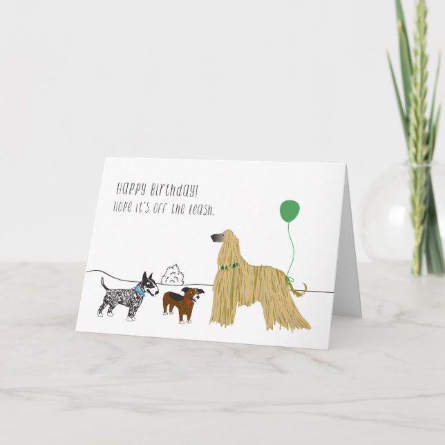 Off the Leash Dog Birthday Card (Front)