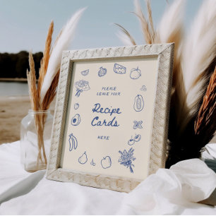 Off The Market Blue Hand Drawn Recipe Poster