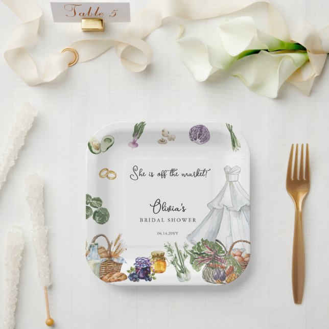 Off the market farmer's Bridal Shower favour Paper Plate (Wedding)