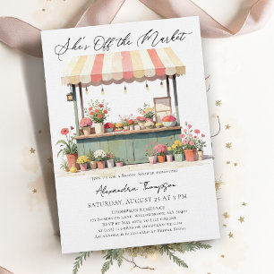 Off the Market Flower Stand Pastel Bridal Shower Invitation